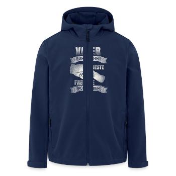Father and son - best friends - DE - Men’s Recycled Softshell Jacket by Stanley/Stella - navy - Front - AI Model Male 185 light (185cm)