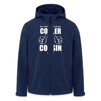Der Cousin: So sieht ein ein richtig cooler Cousin - Recycelte Männer Softshell-Jacke von Stanley/Stella - Navy - Vorne - AI Model Male 185 light (185cm)