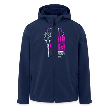 psycHOTic Hair Stylist - Hair Stylist - EN - Recycelte Männer Softshell-Jacke von Stanley/Stella - Navy - Vorne - AI Model Male 185 light (185cm)
