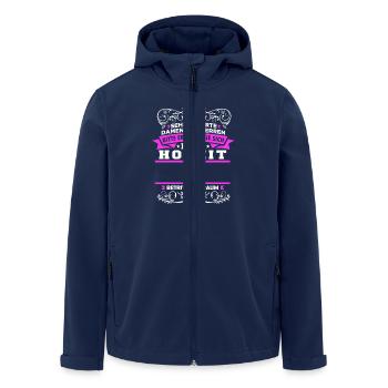 Eure Hoheit - Dein Text - Recycelte Männer Softshell-Jacke von Stanley/Stella - Navy - Vorne - AI Model Male 185 light (185cm)