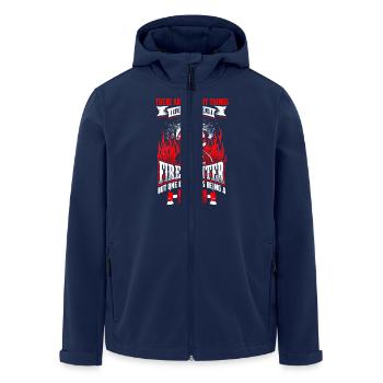 Firefighter Dad - EN - Men’s Recycled Softshell Jacket by Stanley/Stella - navy - Front - AI Model Male 185 light (185cm)