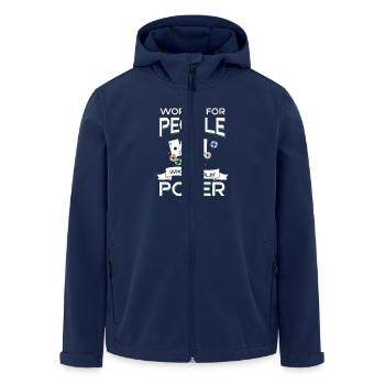 Work is for people wo can't play Poker - Men’s Recycled Softshell Jacket by Stanley/Stella - navy - Front - AI Model Male 185 light (185cm)