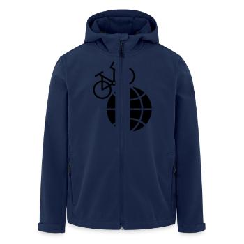 Fahrrad um die Welt - Recycelte Männer Softshell-Jacke von Stanley/Stella - Navy - Vorne - AI Model Male 185 light (185cm)