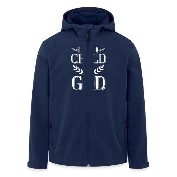 I am a child of God - christian design - Men’s Recycled Softshell Jacket by Stanley/Stella - navy - Front - AI Model Male 185 light (185cm)