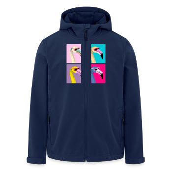 Pop Art Flamingo With Sunglasses - Men’s Recycled Softshell Jacket by Stanley/Stella - navy - Front - AI Model Male 185 light (185cm)