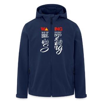Warning may spontaneously break into Song - Men’s Recycled Softshell Jacket by Stanley/Stella - navy - Front - AI Model Male 185 light (185cm)