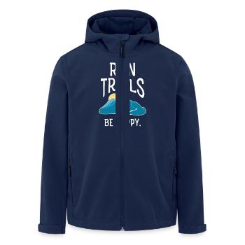 Run Trails - Be Happy - Retro Mountain Design - Men’s Recycled Softshell Jacket by Stanley/Stella - navy - Front - AI Model Male 185 light (185cm)