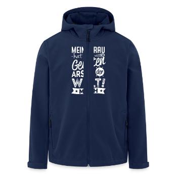 Meine Frau hat den geilsten Arsch der Welt MICH - Men’s Recycled Softshell Jacket by Stanley/Stella - navy - Front - AI Model Male 185 light (185cm)