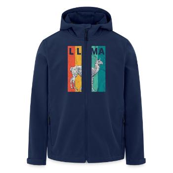Lama Alpaka Retro - Recycelte Männer Softshell-Jacke von Stanley/Stella - Navy - Vorne - AI Model Male 185 light (185cm)