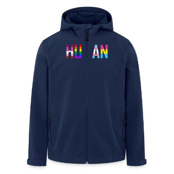 HUMAN Flag LGBT Gay Pride Month Transgender Tshirt - Recycelte Männer Softshell-Jacke von Stanley/Stella - Navy - Vorne - AI Model Male 185 light (185cm)