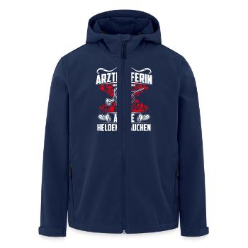 Arzthelferin Damen Shirt weil Ärzte auch Helden - Recycelte Männer Softshell-Jacke von Stanley/Stella - Navy - Vorne - AI Model Male 185 light (185cm)
