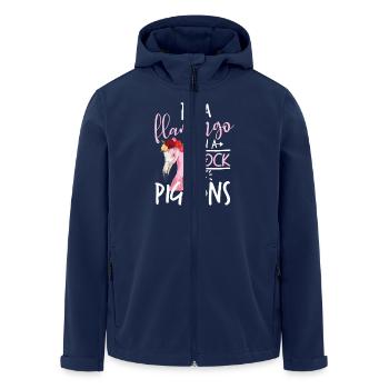 Be a Flamingo in a Flock of Pigeons - Men’s Recycled Softshell Jacket by Stanley/Stella - navy - Front - AI Model Male 185 light (185cm)