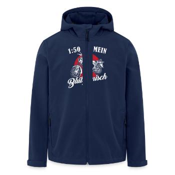 DDR Moped Spruch // 1:50 ist mein Blutgemisch - Recycelte Männer Softshell-Jacke von Stanley/Stella - Navy - Vorne - AI Model Male 185 light (185cm)