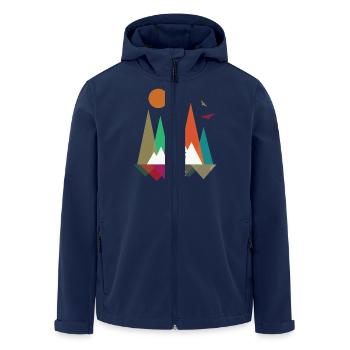 Hipster Mountains & Moose - Men’s Recycled Softshell Jacket by Stanley/Stella - navy - Front - AI Model Male 185 light (185cm)