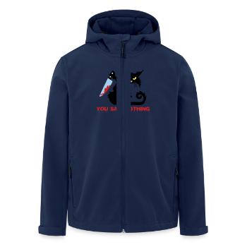 Mörderische schwarze Katze mit Messer Verdächtig - Recycelte Männer Softshell-Jacke von Stanley/Stella - Navy - Vorne - AI Model Male 185 light (185cm)