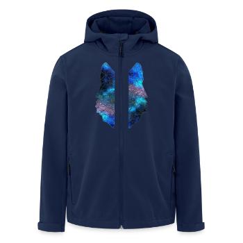 Polygone loup sauvage animaux espace galaxie - Veste softshell homme en polyester recyclé Stanley/Stella - marine - Devant - AI Model Male 185 light (185cm)