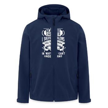 Marine Engineers Solve Problems - Men’s Recycled Softshell Jacket by Stanley/Stella - navy - Front - AI Model Male 185 light (185cm)