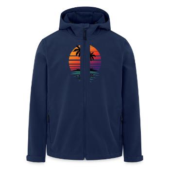 Palm Tree Retro Gift - Nature Lover Gift - Men’s Recycled Softshell Jacket by Stanley/Stella - navy - Front - AI Model Male 185 light (185cm)