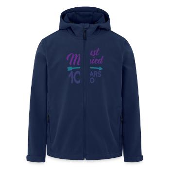 Just Married 10 Years Ago,10th Wedding Anniversary - Men’s Recycled Softshell Jacket by Stanley/Stella - navy - Front - AI Model Male 185 light (185cm)