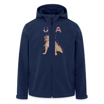 Patriotische Bulldogge USA-Sonnenbrille - Recycelte Männer Softshell-Jacke von Stanley/Stella - Navy - Vorne - AI Model Male 185 light (185cm)