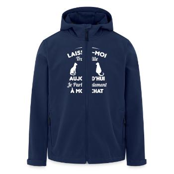 Aujourd'hui je parle seulement à mon chat - Veste softshell homme en polyester recyclé Stanley/Stella - marine - Devant - AI Model Male 185 light (185cm)