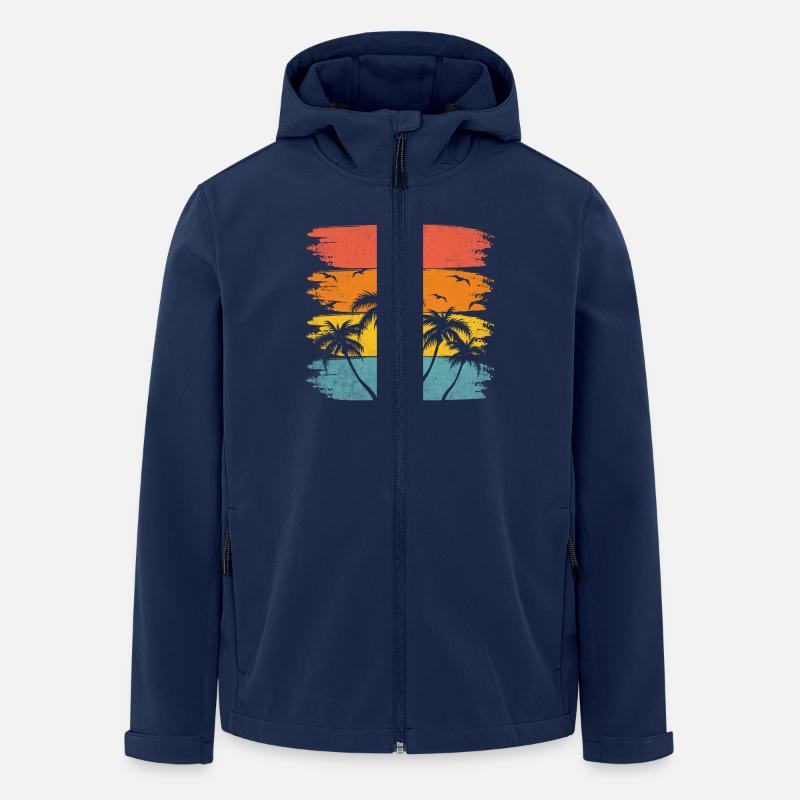 été plage palmier cocotier - Veste softshell homme en polyester recyclé Stanley/Stella - marine