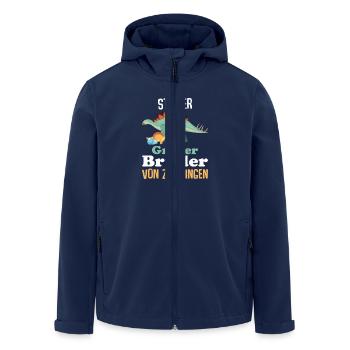 Ich Werde Großer Bruder Von Zwillingen Dinosaurier - Recycelte Männer Softshell-Jacke von Stanley/Stella - Navy - Vorne - AI Model Male 185 light (185cm)