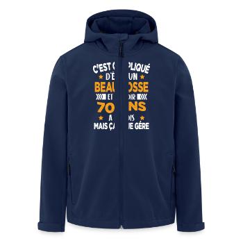 Beau gosse et d'avoir 70 ans Cadeau d'anniversaire - Veste softshell homme en polyester recyclé Stanley/Stella - marine - Devant - AI Model Male 185 light (185cm)
