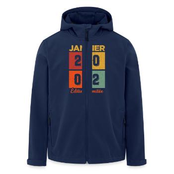 Janvier 2002 Édition limitée - Veste softshell homme en polyester recyclé Stanley/Stella - marine - Devant - AI Model Male 185 light (185cm)