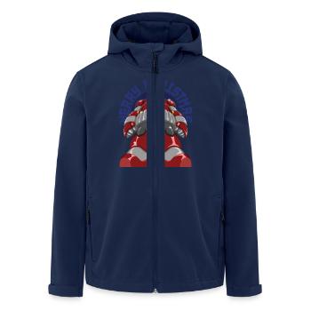 Merry Christmas Cool Robot Santa Claus Xmas Gift - Men’s Recycled Softshell Jacket by Stanley/Stella - navy - Front - AI Model Male 185 light (185cm)