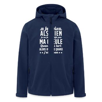 Alsacien je ferme pas ma gueule humour alsace - Veste softshell homme en polyester recyclé Stanley/Stella - marine - Devant - AI Model Male 185 light (185cm)