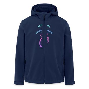 Rennrad Liebe meinen Mann! Perspektive Türkis-Rosa - Recycelte Männer Softshell-Jacke von Stanley/Stella - Navy - Vorne - AI Model Male 185 light (185cm)