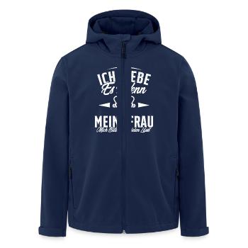 I love it when my wife me play pool - Men’s Recycled Softshell Jacket by Stanley/Stella - navy - Front - AI Model Male 185 light (185cm)