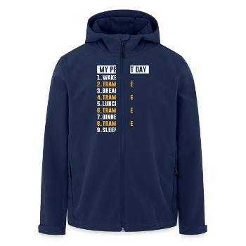Trampoline - Men’s Recycled Softshell Jacket by Stanley/Stella - navy - Front - AI Model Male 185 light (185cm)