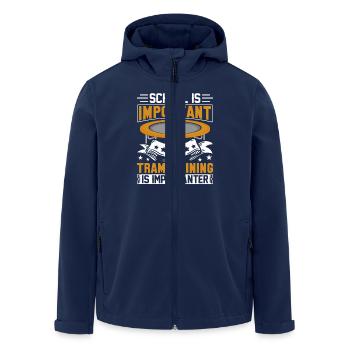 School is important but Trampoline is importanter - Men’s Recycled Softshell Jacket by Stanley/Stella - navy - Front - AI Model Male 185 light (185cm)