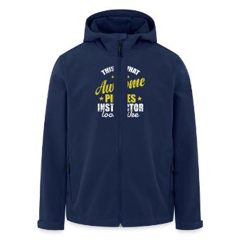 That is an Awesome Pilates Instructor - Men’s Recycled Softshell Jacket by Stanley/Stella - navy - Front - AI Model Male 185 light (185cm)