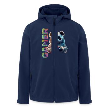 Lettrage de joueur avec panda cool - Veste softshell homme en polyester recyclé Stanley/Stella - marine - Devant - AI Model Male 185 light (185cm)