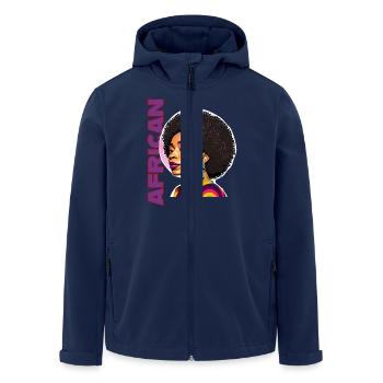 Femme noire avec lettrage américain - Veste softshell homme en polyester recyclé Stanley/Stella - marine - Devant - AI Model Male 185 light (185cm)