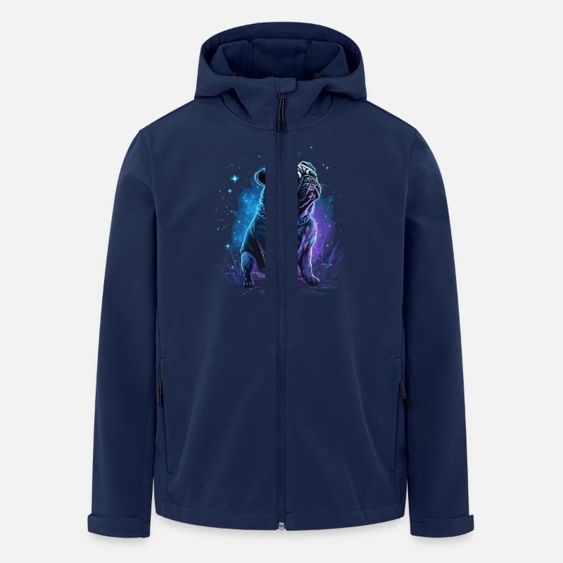 Mops Hund mit Mystischer Aura und Sternenhimmel - Recycelte Männer Softshell-Jacke von Stanley/Stella - Navy