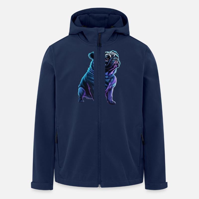 Futuristic Neon Pug - Men’s Recycled Softshell Jacket by Stanley/Stella - navy
