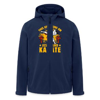 This Girl runs on Jesus and Karate - Men’s Recycled Softshell Jacket by Stanley/Stella - navy - Front - AI Model Male 185 light (185cm)