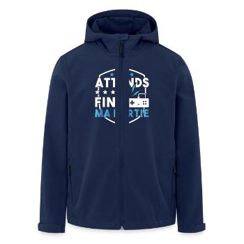 Wait, I'm finishing my game - Men’s Recycled Softshell Jacket by Stanley/Stella - navy - Front - AI Model Male 185 light (185cm)