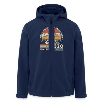 2020 - Men’s Recycled Softshell Jacket by Stanley/Stella - navy - Front - AI Model Male 185 light (185cm)