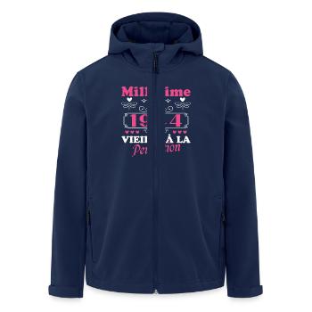 Woman Vintage 1944 Gift Birthday Humor - Men’s Recycled Softshell Jacket by Stanley/Stella - navy - Front - AI Model Male 185 light (185cm)