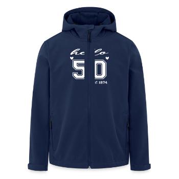 Hello 50 est 1974 - Veste softshell homme en polyester recyclé Stanley/Stella - marine - Devant - AI Model Male 185 light (185cm)