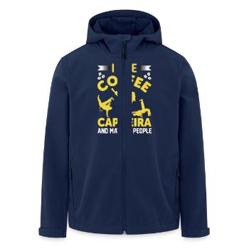 Ich mag Kaffee Capoeira und vielleicht 3 Personen - Recycelte Männer Softshell-Jacke von Stanley/Stella - Navy - Vorne - AI Model Male 185 light (185cm)