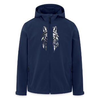 Native American Geometric Wolf - Men’s Recycled Softshell Jacket by Stanley/Stella - navy - Front - AI Model Male 185 light (185cm)