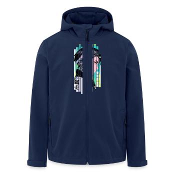 Mann Ninja Geometrisches Gaming Grüner Hintergrund - Recycelte Männer Softshell-Jacke von Stanley/Stella - Navy - Vorne - AI Model Male 185 light (185cm)