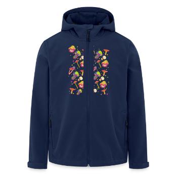 funny mushrooms mushroom forest mushrooms colorful colorful - Men’s Recycled Softshell Jacket by Stanley/Stella - navy - Front - AI Model Male 185 light (185cm)
