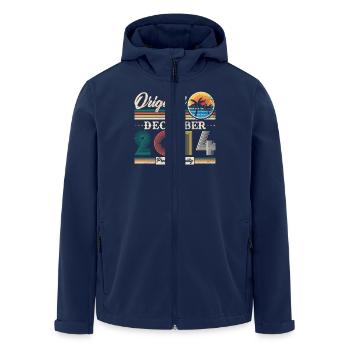 December 2014 Vintage Retro Birthday Gift - Men’s Recycled Softshell Jacket by Stanley/Stella - navy - Front - AI Model Male 185 light (185cm)